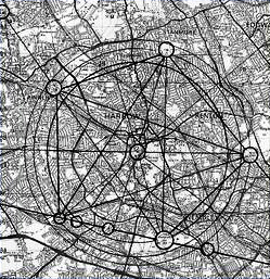 Ley lines  criss-crossing London in the form of a pentagram (c) Chris Street