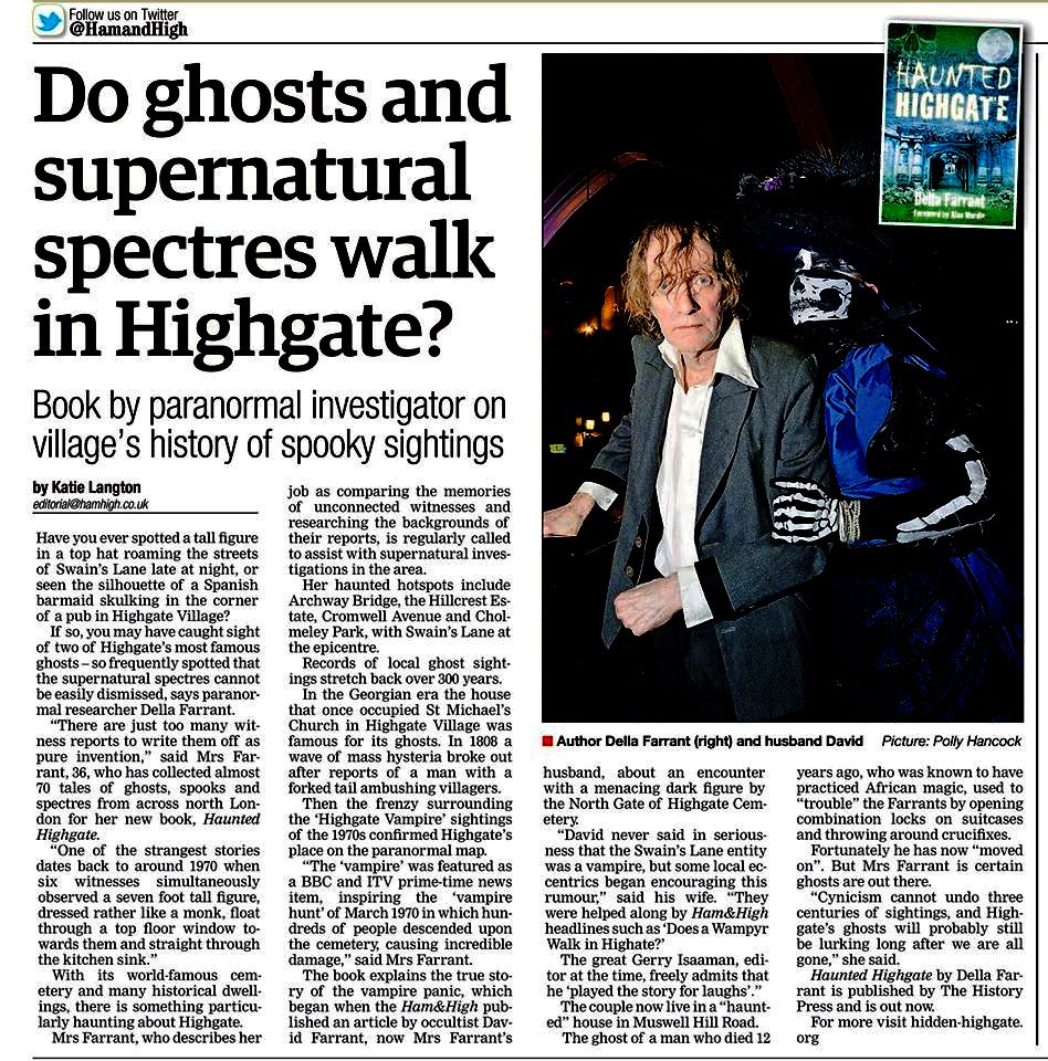 Do ghosts and supernatural spectres walk Highgate Haunted Highgate Della Farrant Ham and High 06 11 2014